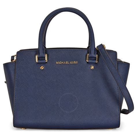 michael michael kors handbag selma medium satchel navy|Michael Kors selma medium satchel.